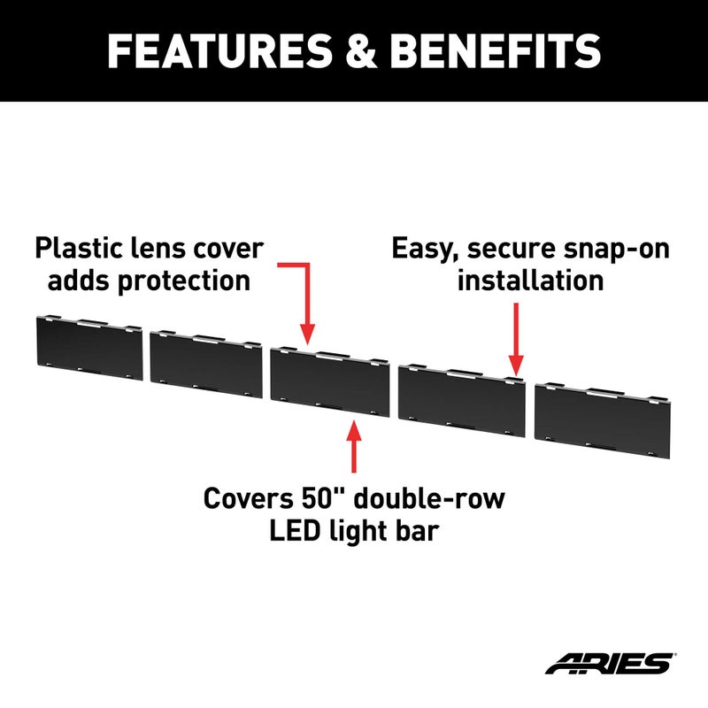 Aries 1501279 50-Inch LED Light Bar Covers, 5 Pieces - Image 3